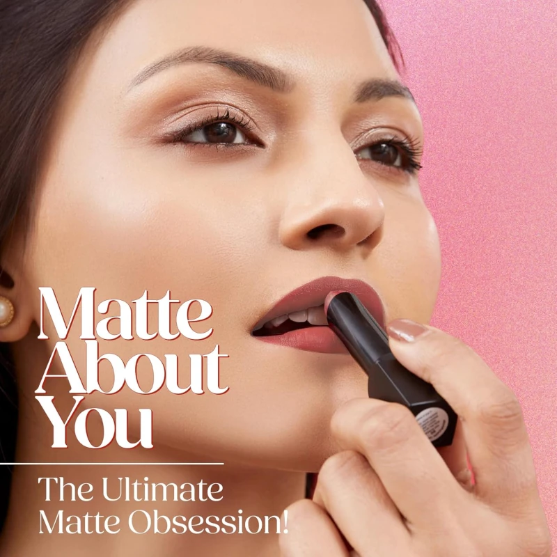 Hilary Rhoda Matte About You Lipstick | Long Lasting & Highly Pigmented Lipstick | Glides Smoothly | Matte Finish | One Stroke Application | Cruelty-Free & Vegan - 3g (Caramel Kiss - Shade 12) thumbnail 3